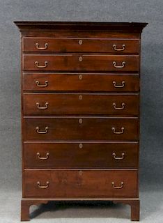 NEW ENGLAND FIGURED MAPLE TALL CHEST