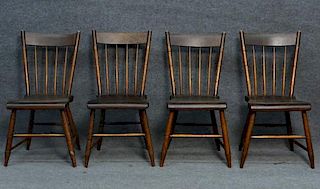 4 PLANK SEAT ROD BACK CHAIRS IN OLD SURFACE