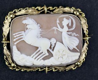 Victorian Shell Carved Cameo Brooch