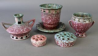 Roseville Pottery Red Ferella 5 Piece Group
