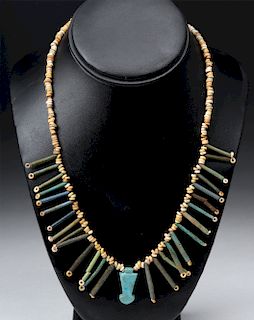 Egyptian Faience Necklace w/ Menat Amulet
