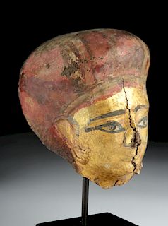 Egyptian Ptolemaic Gilt Cartonnage Sarcophagus Mask