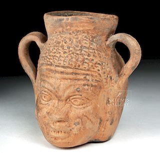 Romano Egyptian Terracotta Vessel with Face - Nubian