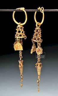 Pair Hellenistic Greek 18K Gold Earrings, ex-Christie's