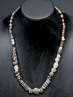 Ancient Roman Glass, Ceramic, & Stone Bead Necklace
