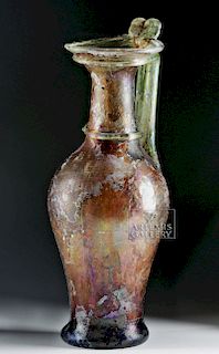 Tall Roman Glass Vessel - Aubergine / Green