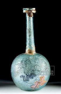 Tall Roman Glass Flask w/ Collared Rim