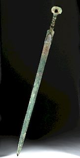 Fine Luristan Bronze Double-Ear Pommel Sword - 32"L