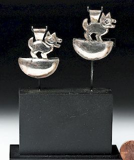 Pair of Nazca Silver Tweezers - Fox Shape - 9 g