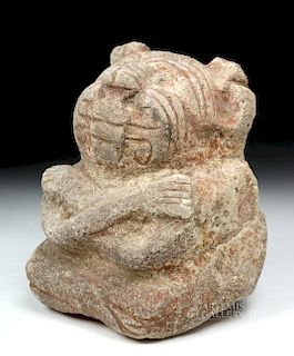 Mayan Stone Seated Jaguar - Original Pigment