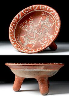 Lovely Mixtec Pottery Tripod Rattle Bowl