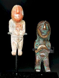 Pair of Incan Miniature Idols - Shell & Copper