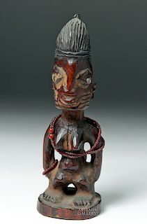 Early 20th C. African Yoruban Wood Female Ibeji Figure