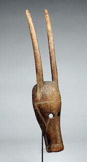 20th C. Mali Bamana Wood Antelope Mask