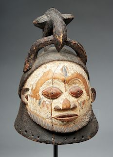 Early 20th C. African Yoruba Gelede Wooden Helmet Mask