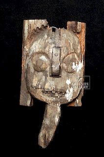 Early 20th C. Indonesian Dayak Wood Face Mask