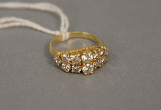 18 karat yellow gold ladies diamond ring, twelve round brilliant diamonds 1.25 carats t.w. (gauged in setting) diamond color is J, c...