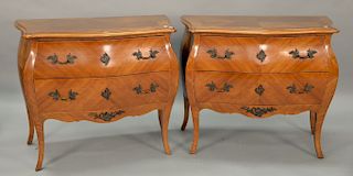 Pair of contemporary Louis XV style commodes. ht 33 1/2 in., top: 19" x 39"
