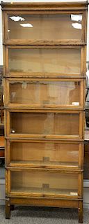 Globe-Wernicke oak six section stacking Barrister bookcase. ht. 92in., wd. 34in.