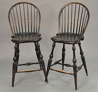 Pair of D.R. Dimes bar stools. total ht. 42 1/2in., seat ht. 26in.