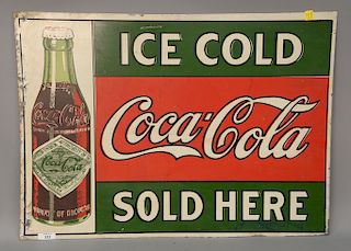 Vintage "Ice Cold Coca-Cola Sold Here" metal sign. 20" x 28"
