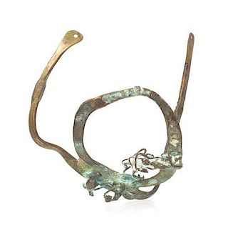 A Patinated Bronze Pendant, Claire Falkenstein, Circa 1960s, 11.00 dwts.