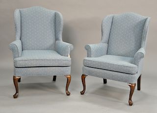 Woodmark pair of Queen Anne style wing chair.