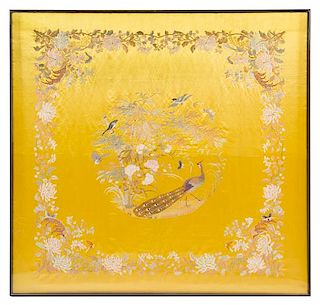 * A Chinese Embroidered Silk Panel