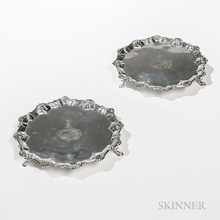 Pair of George III Sterling Silver Card Trays