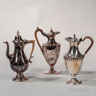 Three English Silver-plated Pots