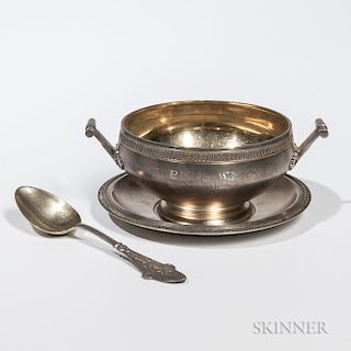 Tiffany & Co. Sterling Silver Bowl, Undertray, and Spoon