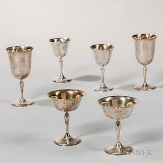 Thirty-six-piece Set of American Sterling Silver Stemware