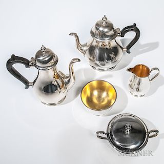 Five-piece Tiffany & Co. Sterling Silver "Queen Anne" Pattern Tea and Coffee Service