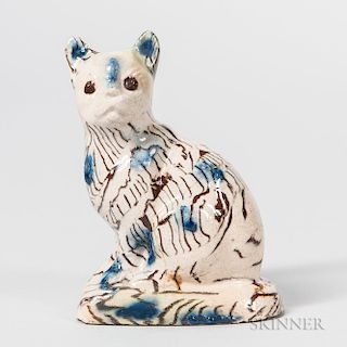 Staffordshire Salt-glazed Stoneware Solid Agate Model of a Cat