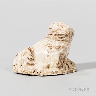 Staffordshire Salt-glazed Stoneware Solid Agate Recumbent Lion