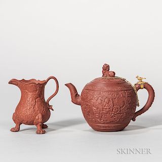 Two Red Stoneware Tea Wares