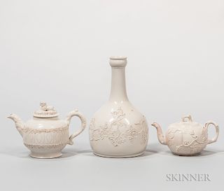 Three Staffordshire White Salt-glazed Stoneware Items