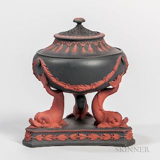 Wedgwood Rosso Antico and Black Basalt Incense Burner and Cover