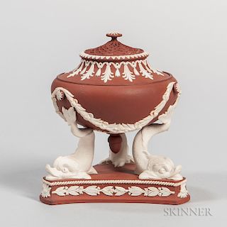Wedgwood Rosso Antico and White Terra-cotta Incense Burner and Cover