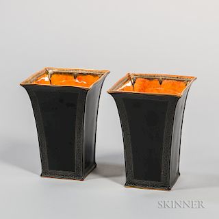 Pair of Wedgwood Black-glazed Lustre Ware Vases