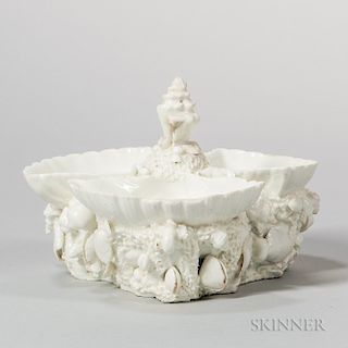 Bow Porcelain White-glazed Shell-molded Sweetmeat Dish