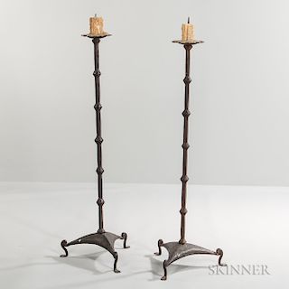 Pair of Iron Floor Candleholders