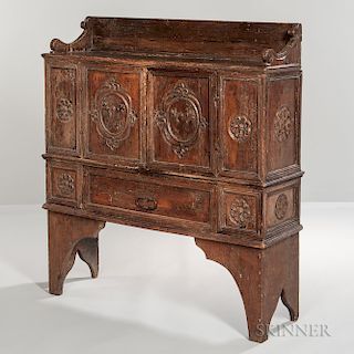 Baroque Carved Walnut Side Cabinet