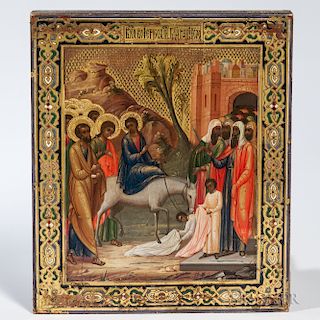 Russian Icon Depicting the Entry of Christ into Jerusalem