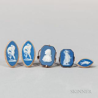 Five Dark Blue Jasper Jewelry Items