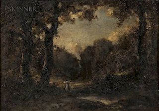 Attributed to Narcisse Virgile Diaz de la Peña (French, 1808-1876)  Landscape with a Figure at the Edge of a Wood