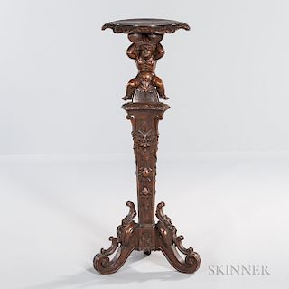Carved Walnut Torchiere