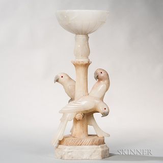 Carved Alabaster Parrot Lamp