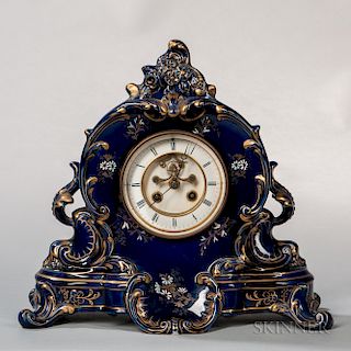 French Earthenware Mantel Clock