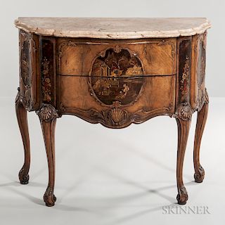 Louis XV-style Marble-top Japanned Commode